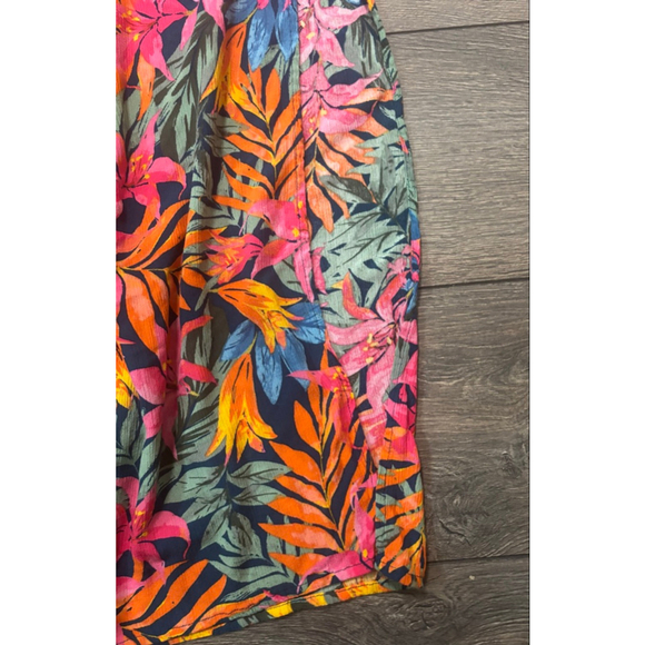 Shade & Shore Wide Leg Pants Slit Smocked Waist Tropical Print Multicolor W XL - Picture 8 of 11